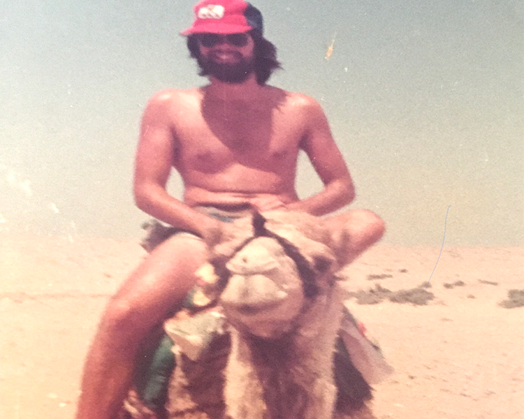 Greg Berryman on a camel safari in the Sanai desert